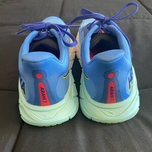 Hoka Blue and Red Sneakers with Chunky Sole